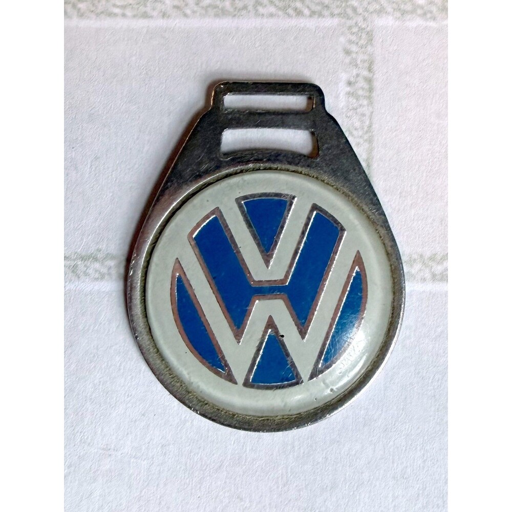 Vintage Volkswagen VW Emblem Keychain Silver Metal Car Key Ring FOB Renamel